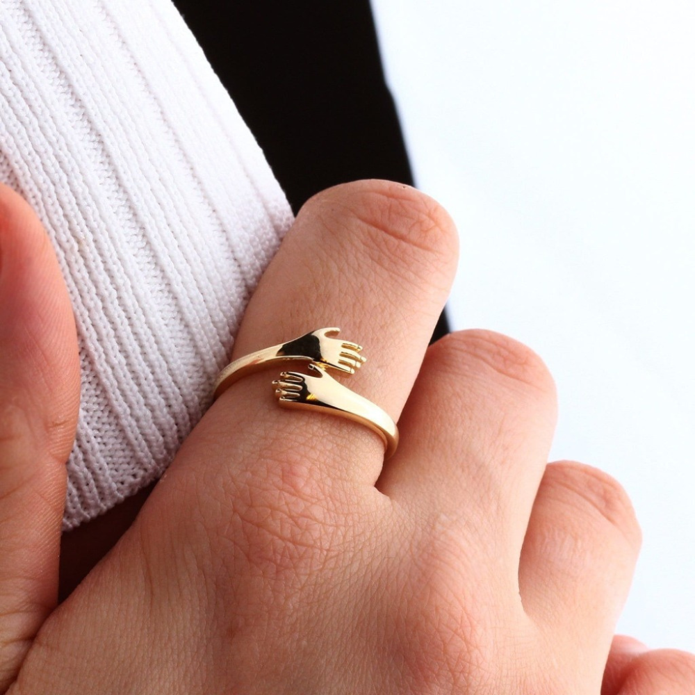 Adjustable Hug Hands Ring